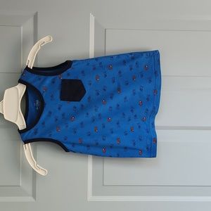 EST.1989, Boy's Sz 4T, Royal Blue with Orange & Black Outline Sharks